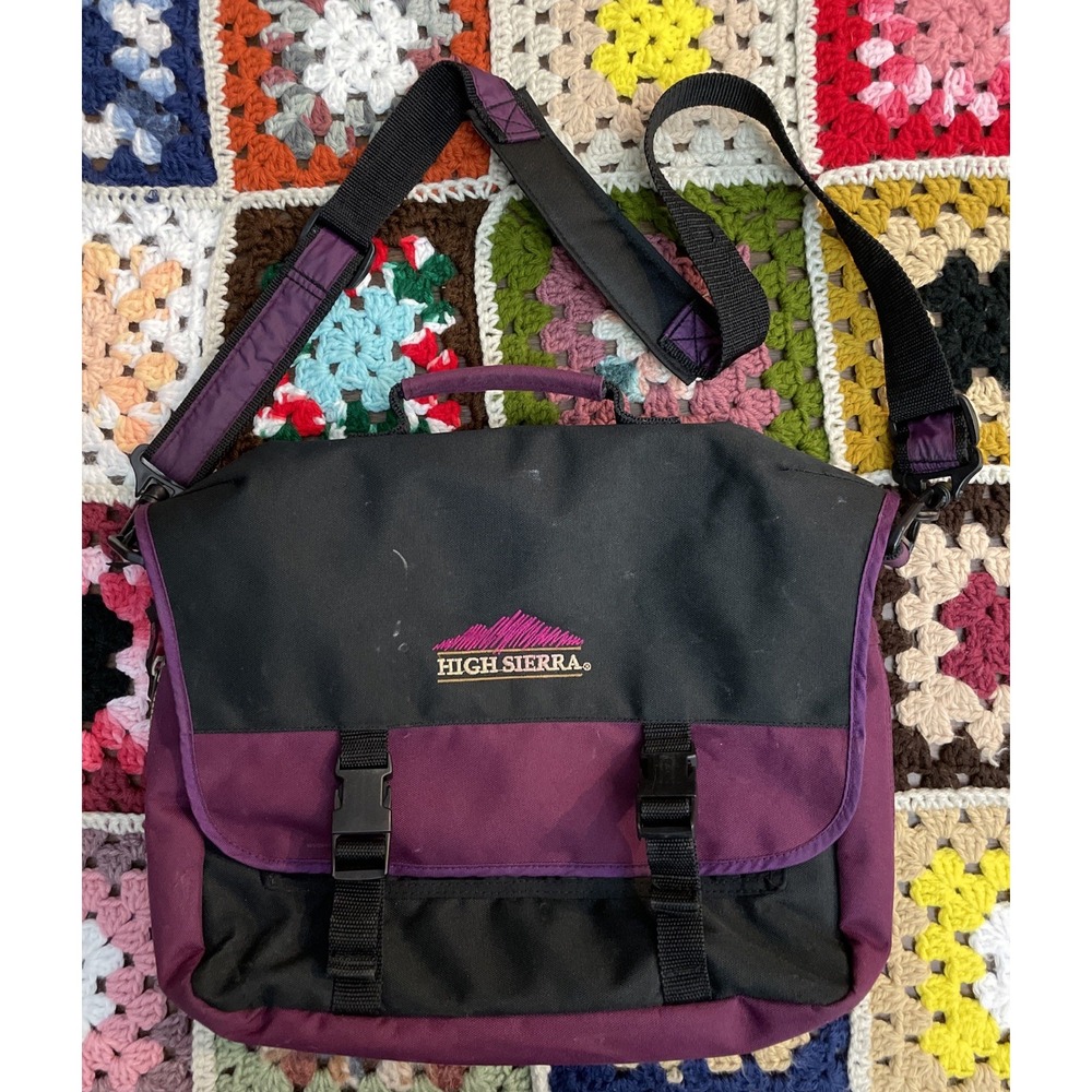vintage High Sierra | 90s  purple colorblock crossbody messenger‎ bag